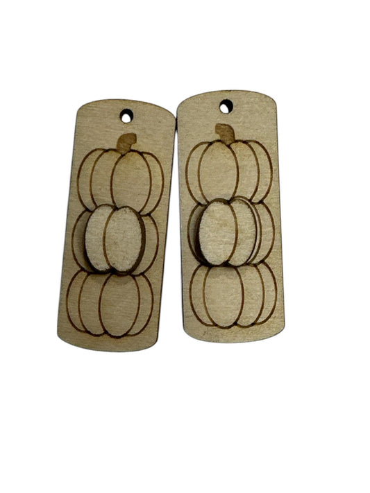 3 Tier Pumpkin DIY Earrings: Unfinished Wood, Fall Craft