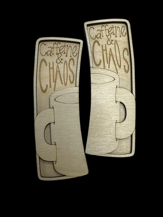 Coffee and Chaos DIY Wood Laser Blank Hair Clip Pieces, Unfinished Hair Clip, Wood is Ready to Paint, Laser Cut Coffee and Chaos DIY