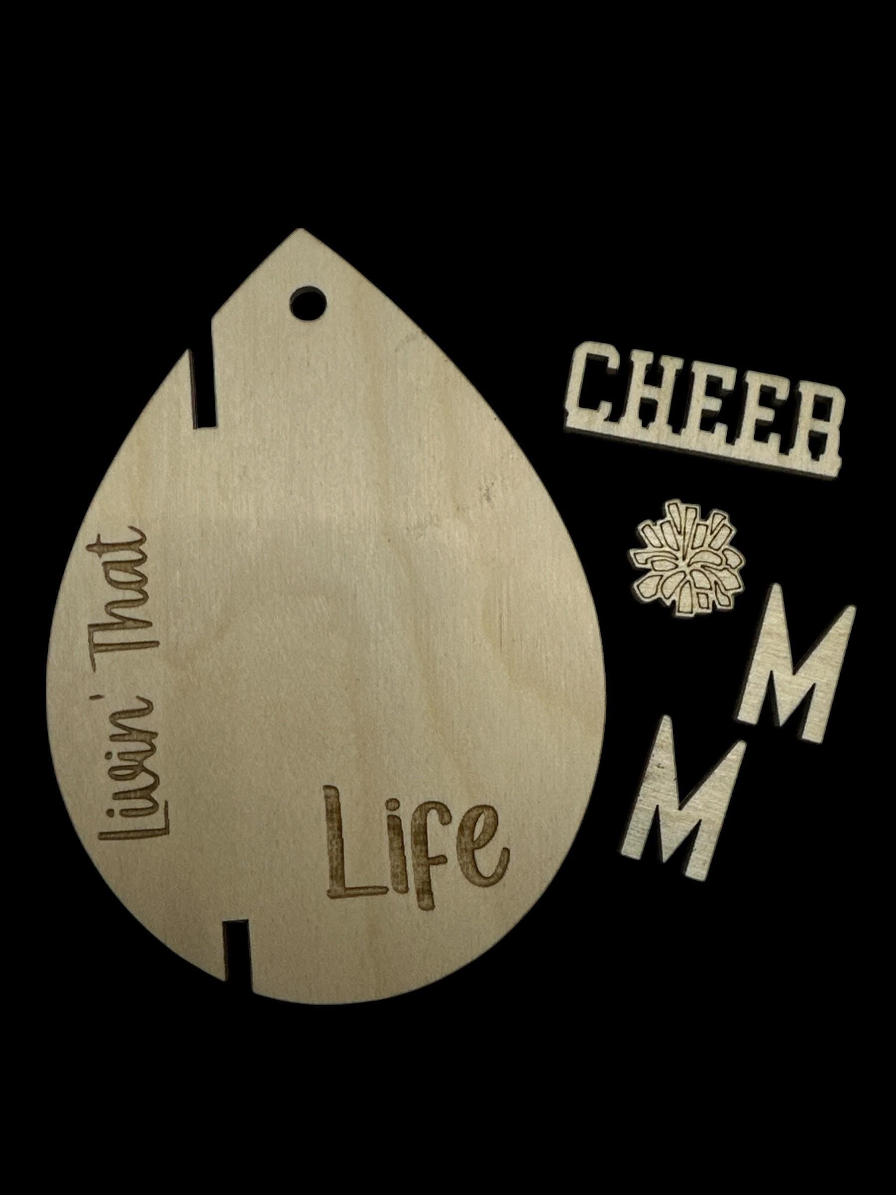 DIY Cheer Mom Car Charm: Unfinished Wood, Customizable Hair Tie