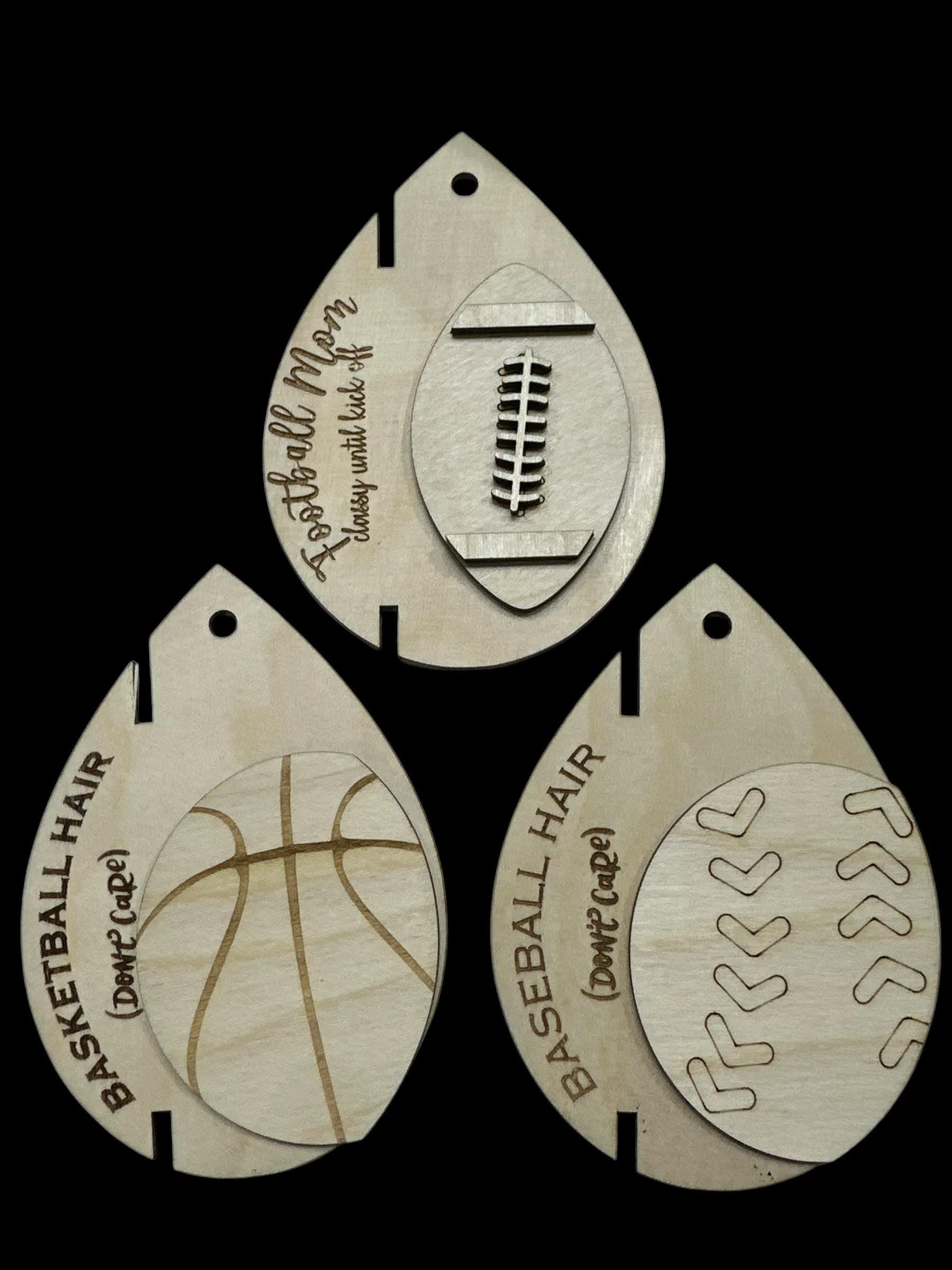 Unfinished Wood Sports Mom Charm: DIY Car Mirror or Hair Tie