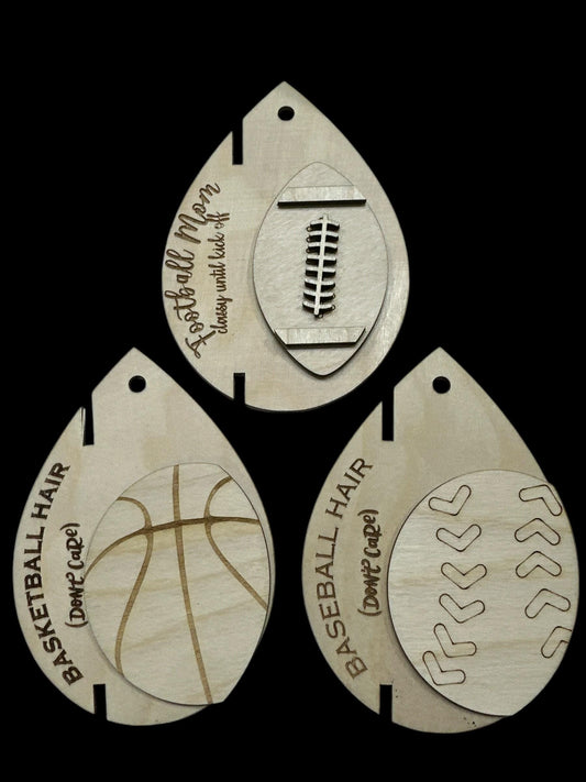 Unfinished Wood Sports Mom Charm: DIY Car Mirror or Hair Tie