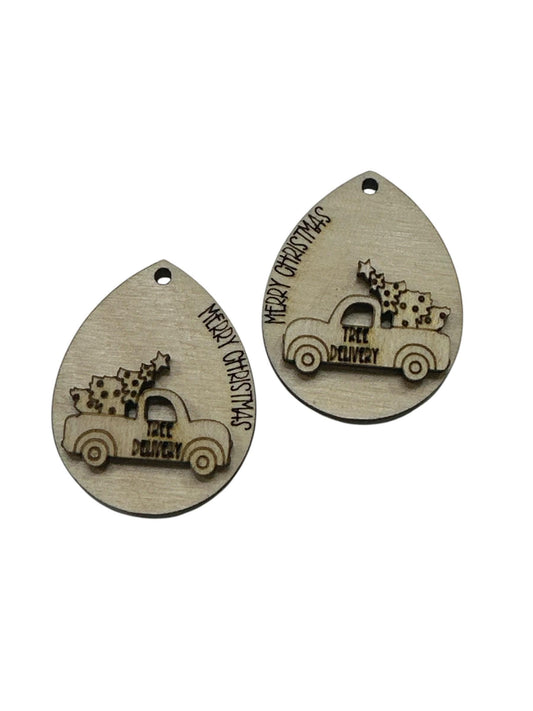 DIY Christmas Truck Earrings: Unfinished Wood, Paintable Jewelry
