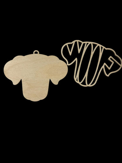 DIY Wood Dog & Cat Ornament, Dog Ornament, Dog Silhouette, 'Woof' Silhouette Char, Dog Charm Unfinished, Dog Pointy Ear, Dog Ear, Cat Woof