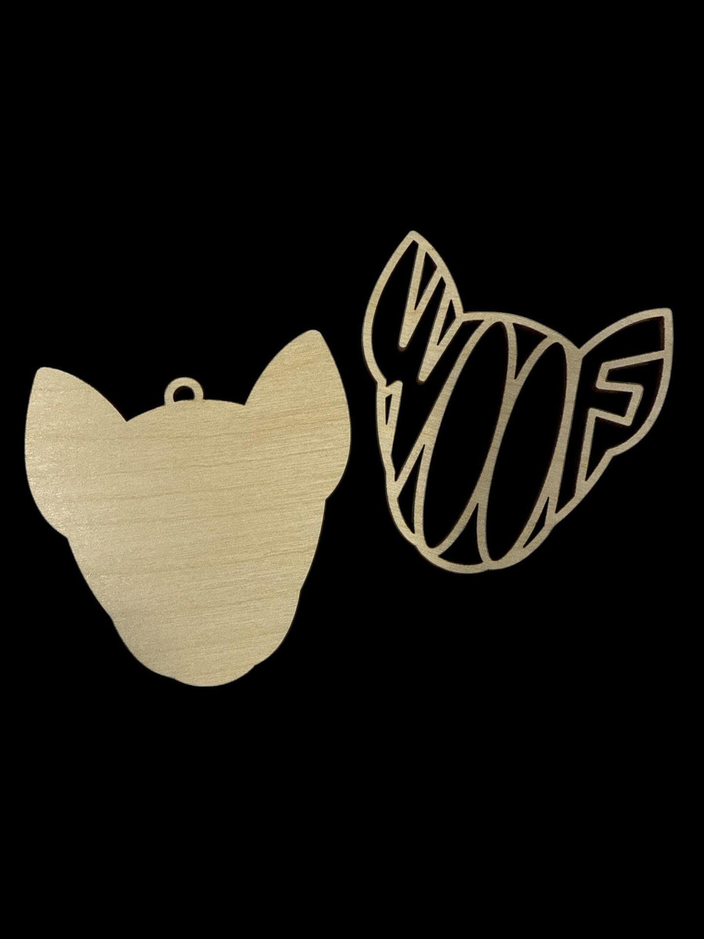 DIY Wood Dog & Cat Ornament, Dog Ornament, Dog Silhouette, 'Woof' Silhouette Char, Dog Charm Unfinished, Dog Pointy Ear, Dog Ear, Cat Woof