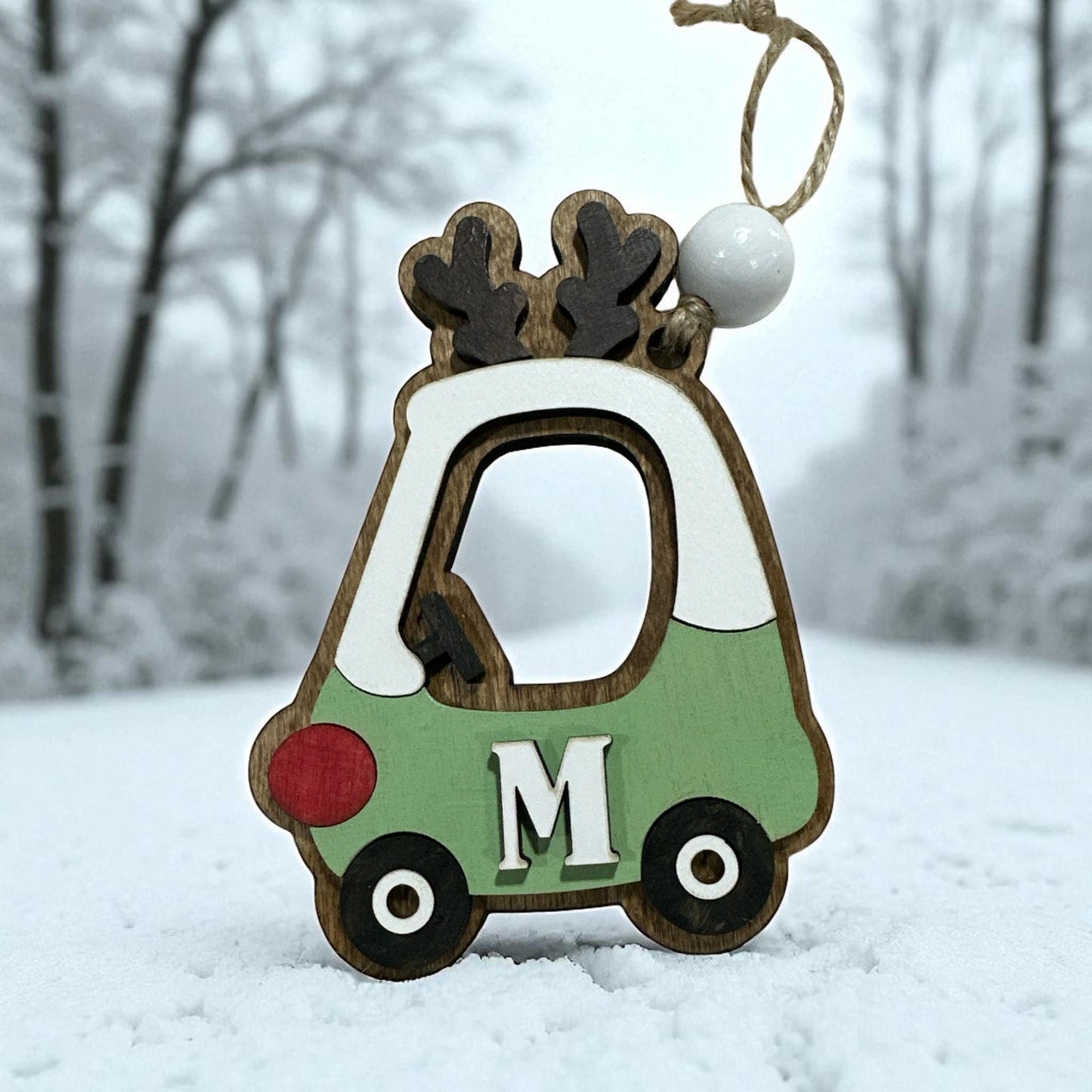 Personalized Mini Coupe Ornament: Custom Name Christmas Decoration