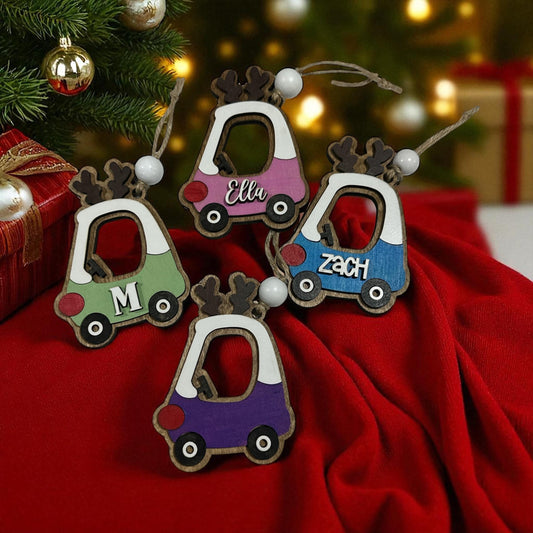 Personalized Mini Coupe Ornament: Custom Name Christmas Decoration