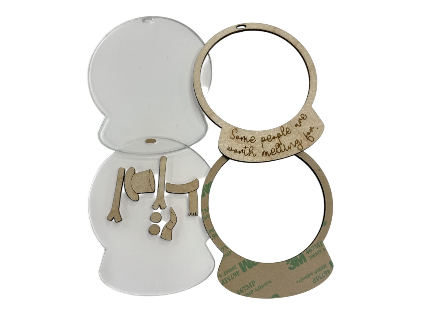 DIY Snowman Shaker Ornament: Unfinished Acrylic & Wood, Customize, Shaker Ornament, Melting Snowman Shaker DIY, Unfinished Ornament