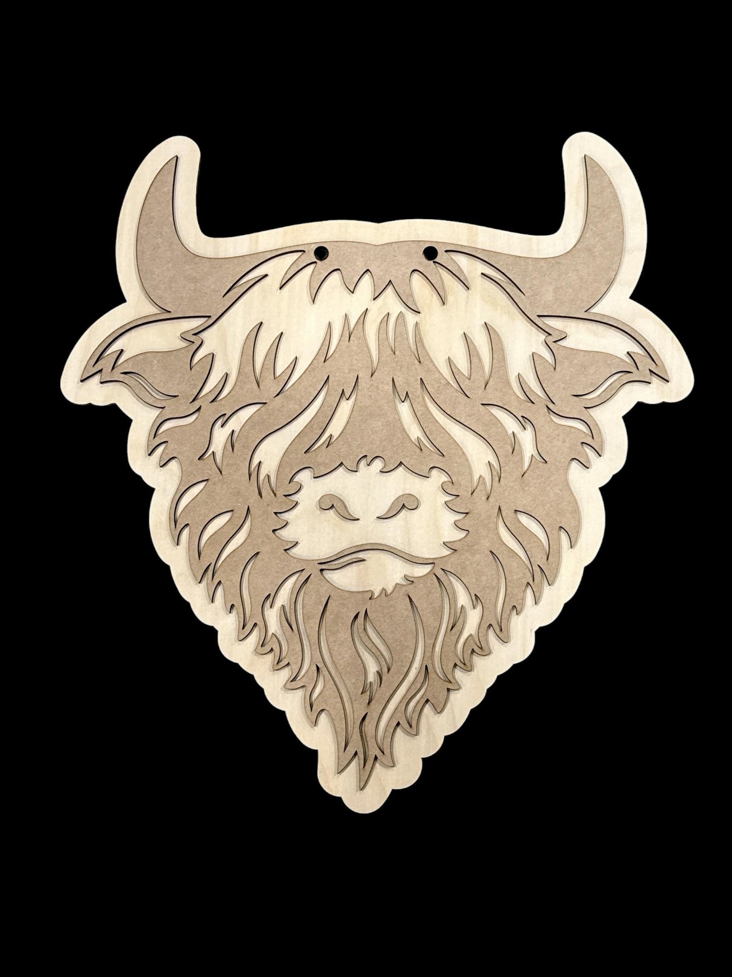 DIY Highland Cow Door Hanger: Unfinished Wood Craft Sign