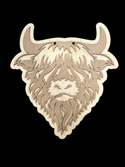 DIY Highland Cow Door Hanger: Unfinished Wood Craft Sign