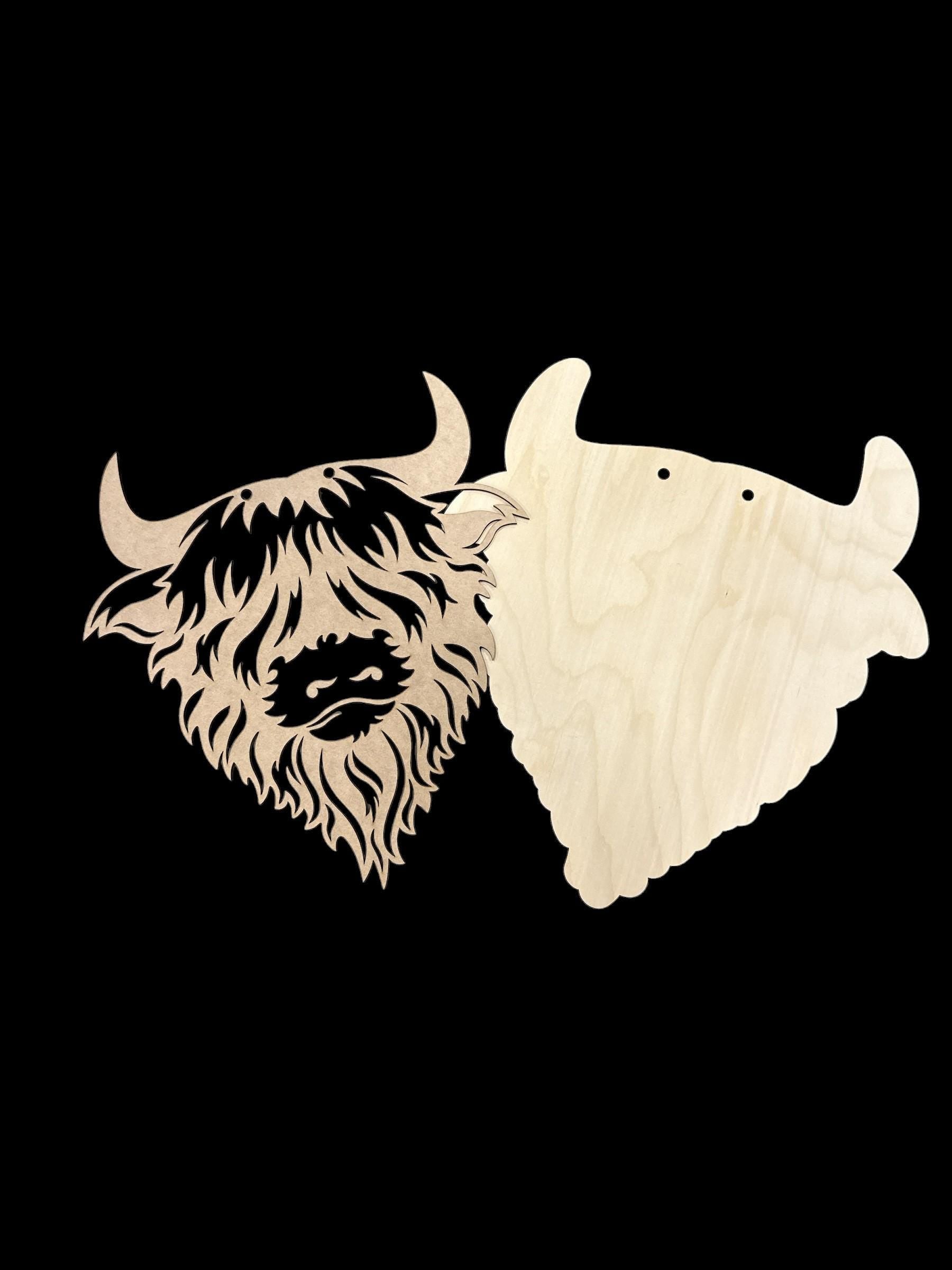 DIY Highland Cow Door Hanger: Unfinished Wood Craft Sign