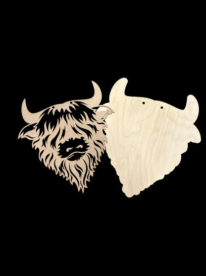 DIY Highland Cow Door Hanger: Unfinished Wood Craft Sign