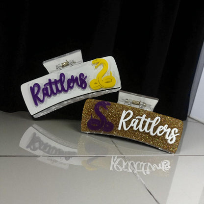 Personalized School Name Acrylic Hair Clip - Team Spirit Accessory