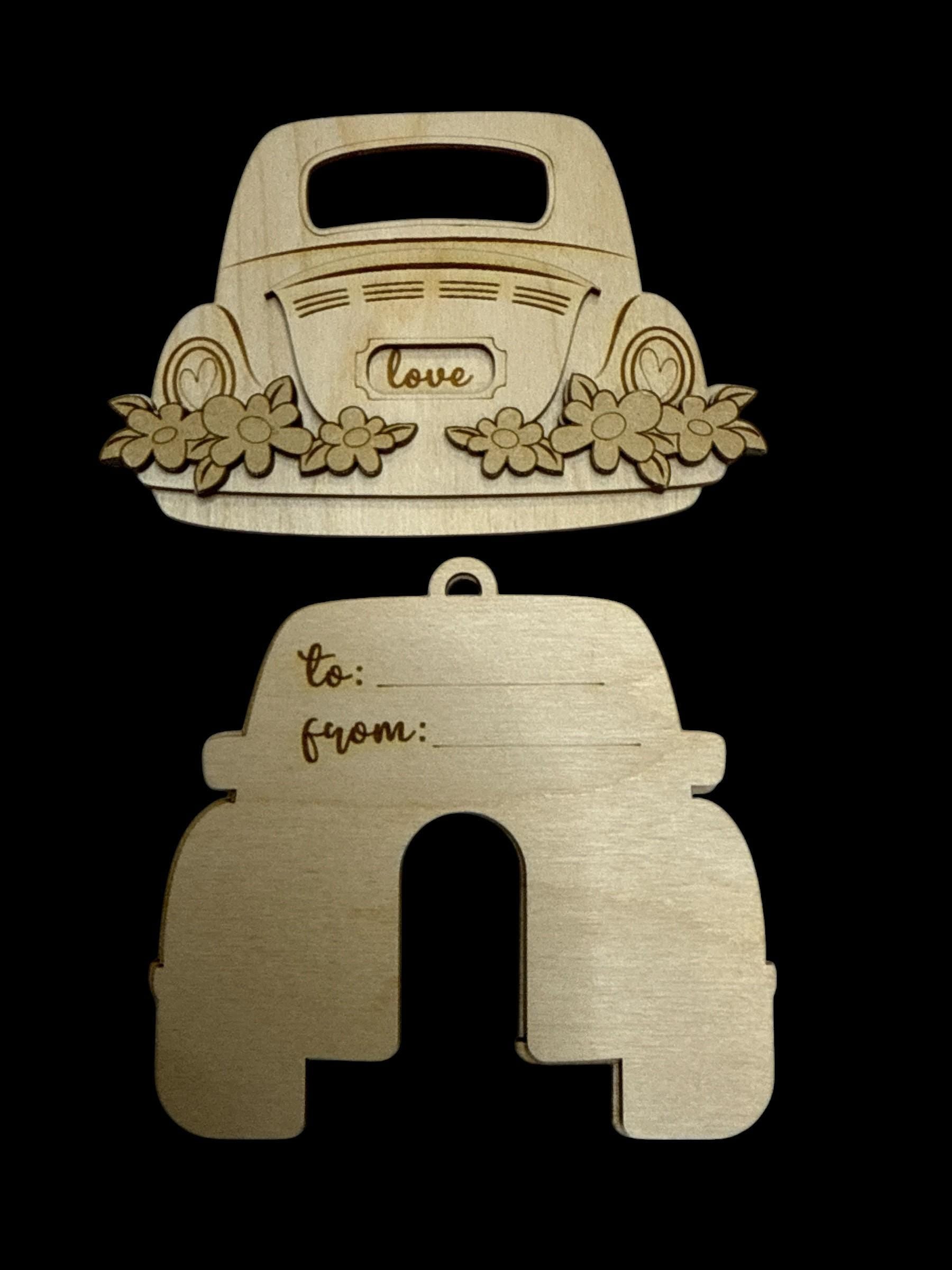 DIY Just Married Gift Card Holder Ornament: Unfinished Wood Craft