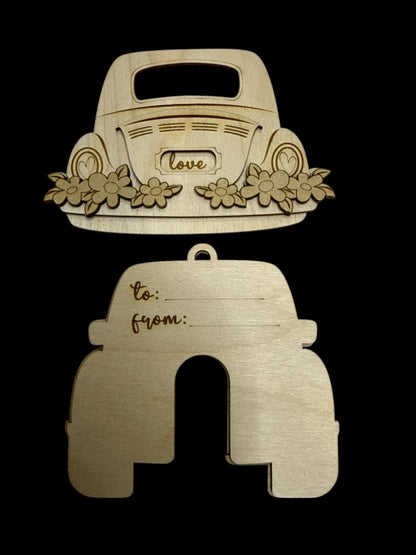 DIY Just Married Gift Card Holder Ornament: Unfinished Wood Craft