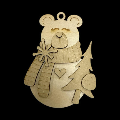 DIY Polar Bear Ornaments: Unfinished Wood Christmas Craft