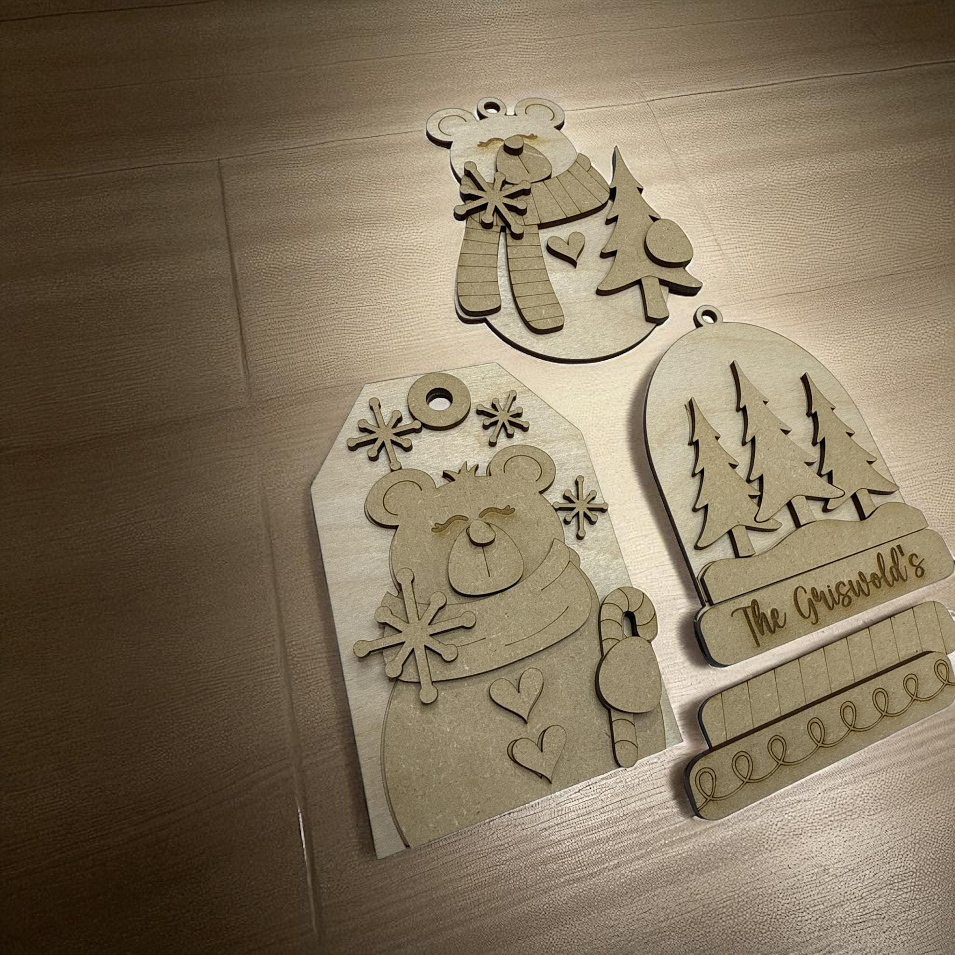 DIY Polar Bear Ornaments: Unfinished Wood Christmas Craft