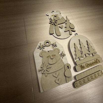 DIY Polar Bear Ornaments: Unfinished Wood Christmas Craft