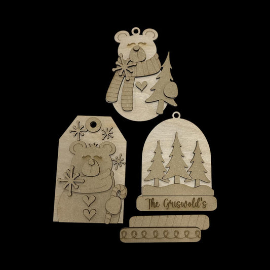 DIY Polar Bear Ornaments: Unfinished Wood Christmas Craft