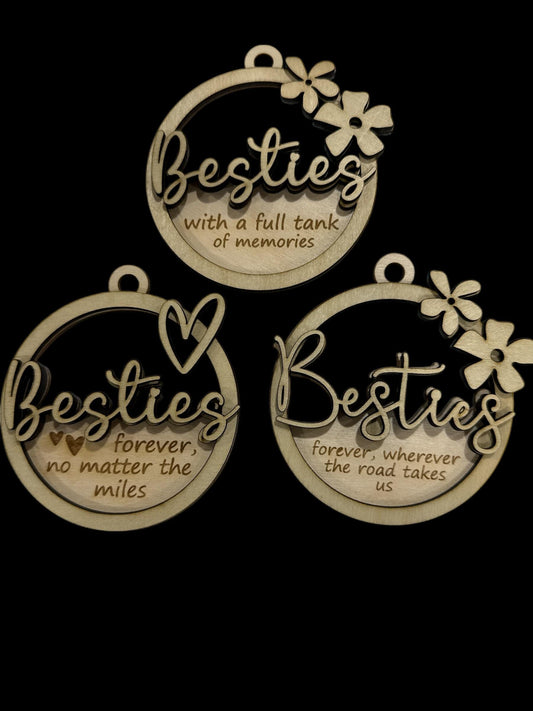 DIY Besties Car Charms: Unfinished Wood, Friendship Gift