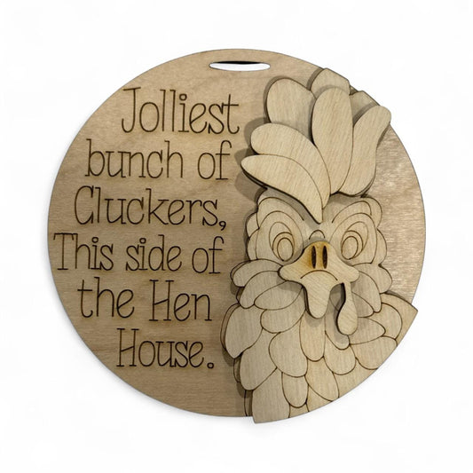 DIY Chicken Christmas Ornament, Unfinished Wood 'Jolliest Bunch', Chicken Funny ornament, humor ornament, chicken holiday