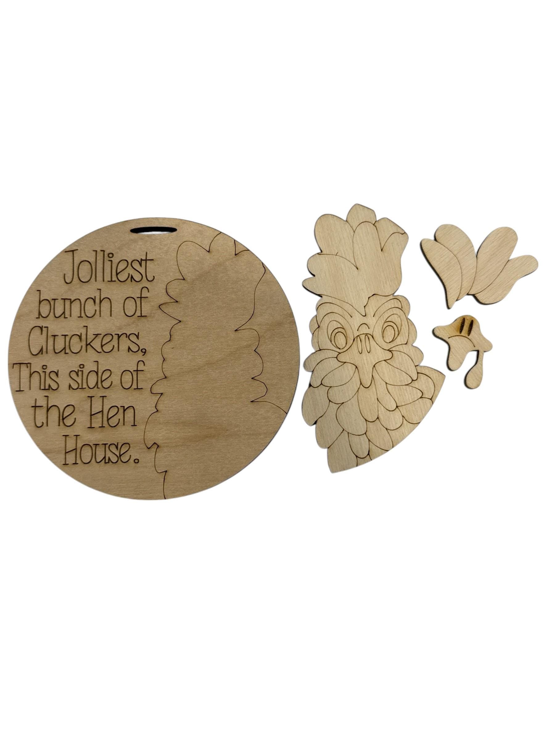 DIY Chicken Christmas Ornament, Unfinished Wood 'Jolliest Bunch', Chicken Funny ornament, humor ornament, chicken holiday