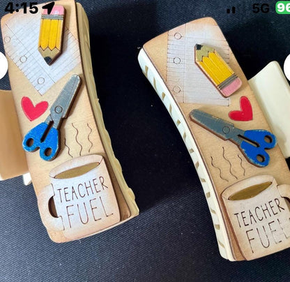 DIY Teacher Fuel Claw Clip Pieces: Unfinished Wood Laser Cut Blanks