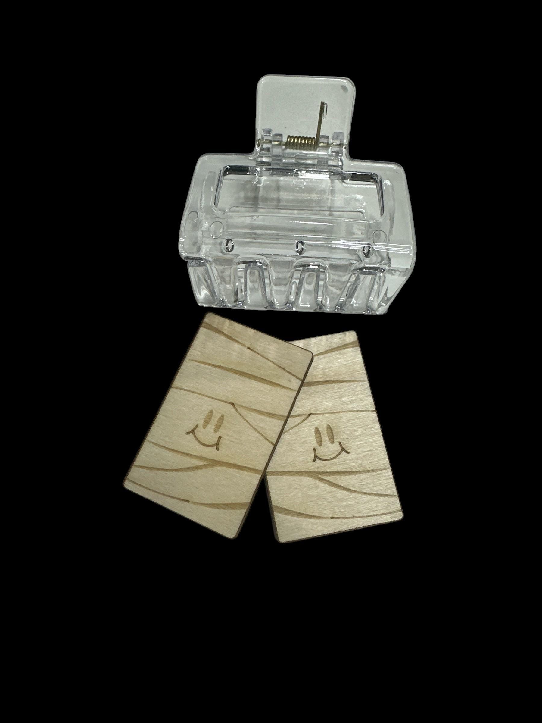 Mummy Ghost DIY Wood Laser Blank Hair Clip Pieces, Wooden Hair Clip, Wood is Ready to Paint, Laser Cut Claw Clip, Unfinished, 2" and 4"