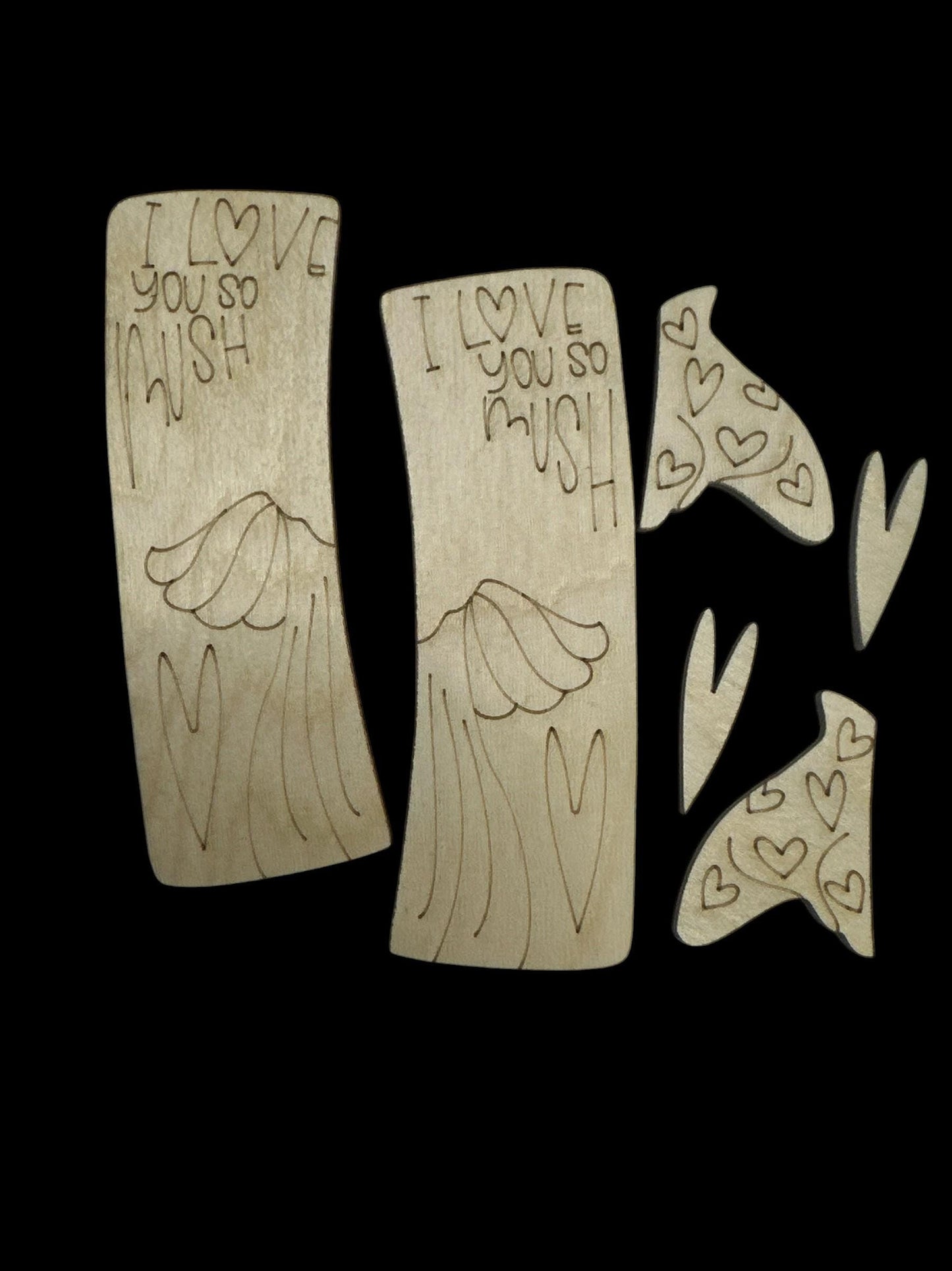 Mushroom Engraved Wood Hair Clip Pieces: DIY Craft Blanks