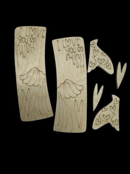 Mushroom Engraved Wood Hair Clip Pieces: DIY Craft Blanks