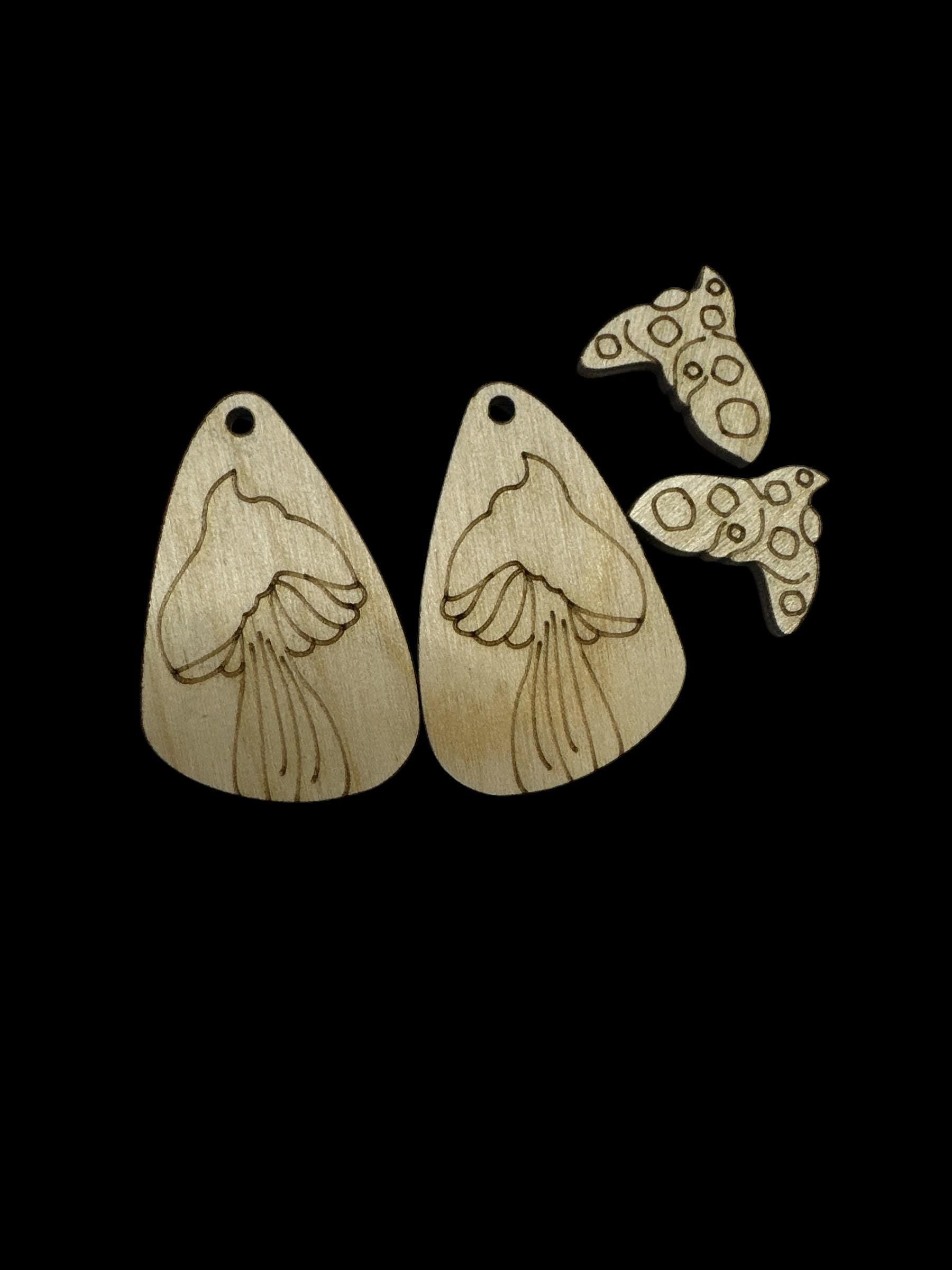 Mushroom DIY Earrings: Unfinished Birch Wood, Craft Jewelry