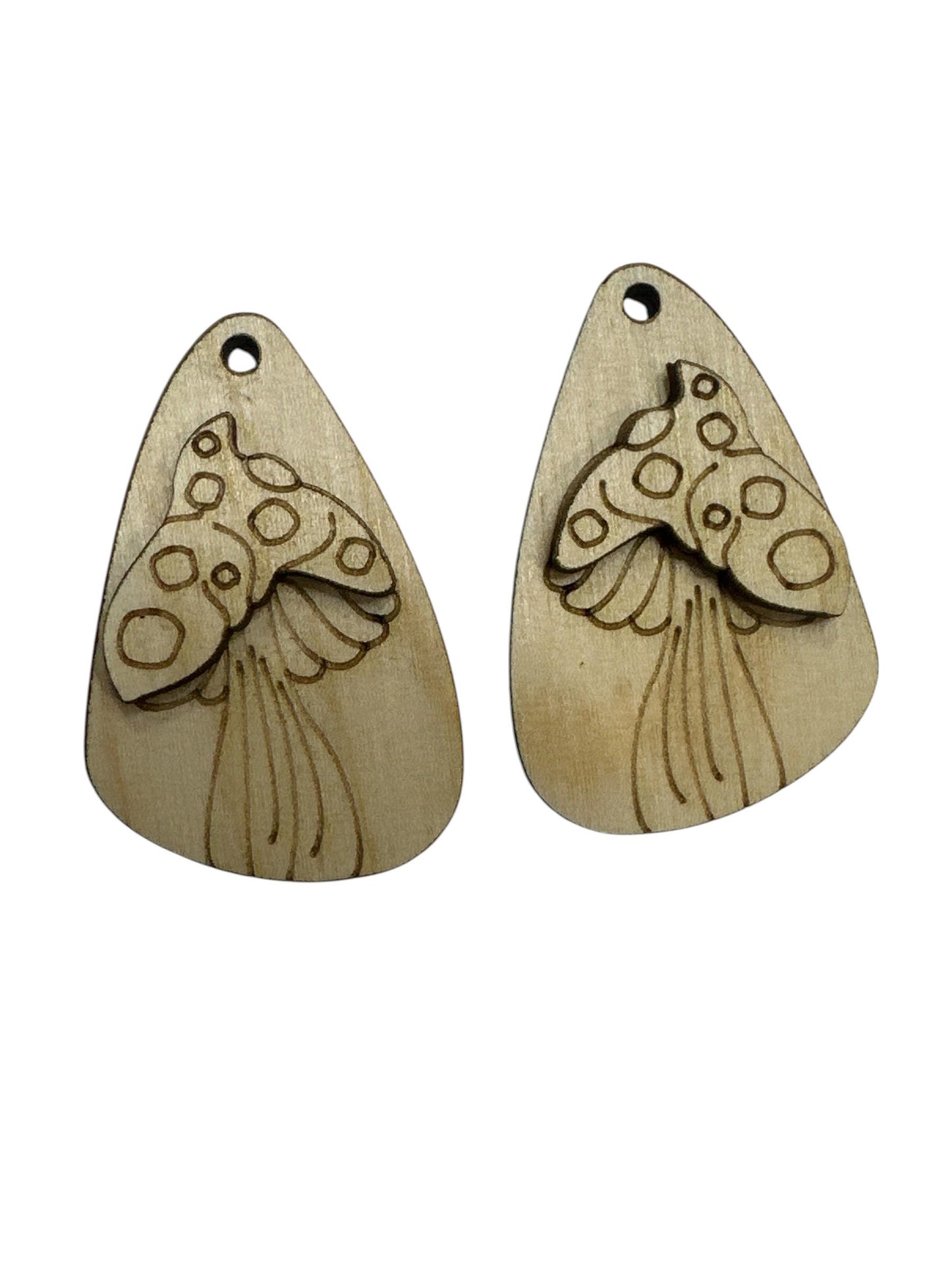Mushroom DIY Earrings: Unfinished Birch Wood, Craft Jewelry