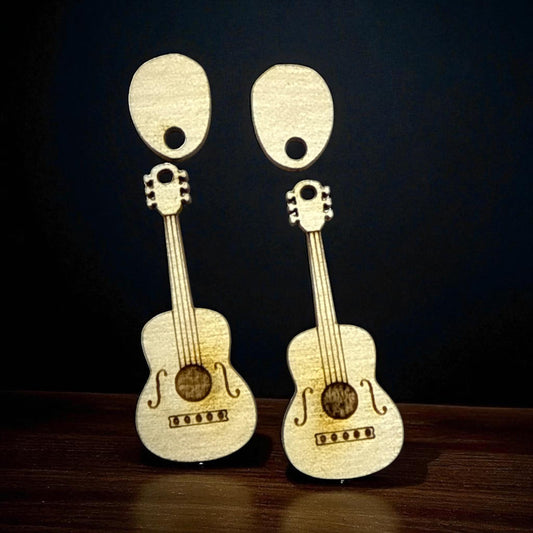 Guitar DIY Earrings, DIY Unfinished Birch Wood, Craft Jewelry, Musical Earrings, Guitar Earrings, Guitar Earring Unfinished