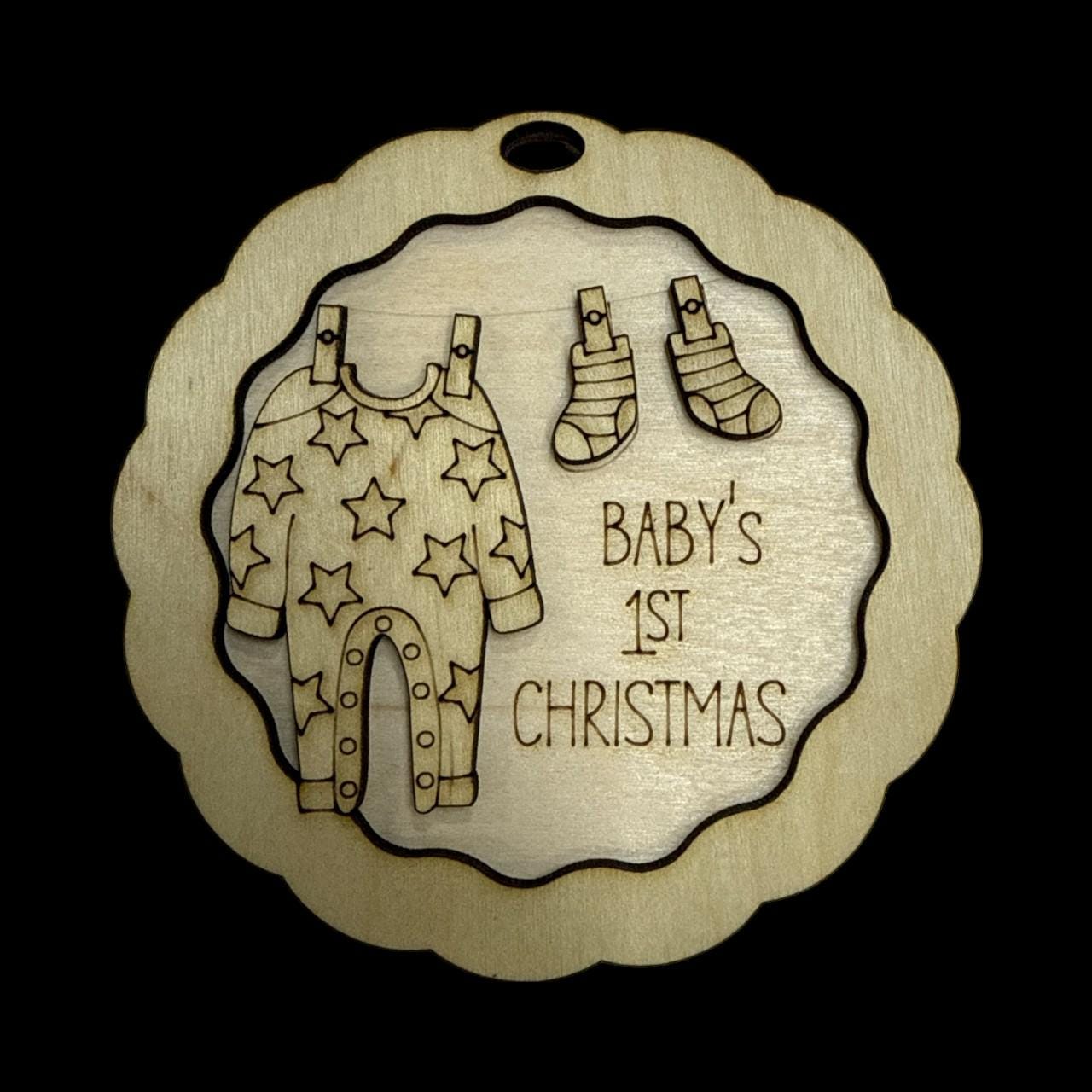 Baby's First Christmas Ornament: DIY Unfinished Wood Pajamas