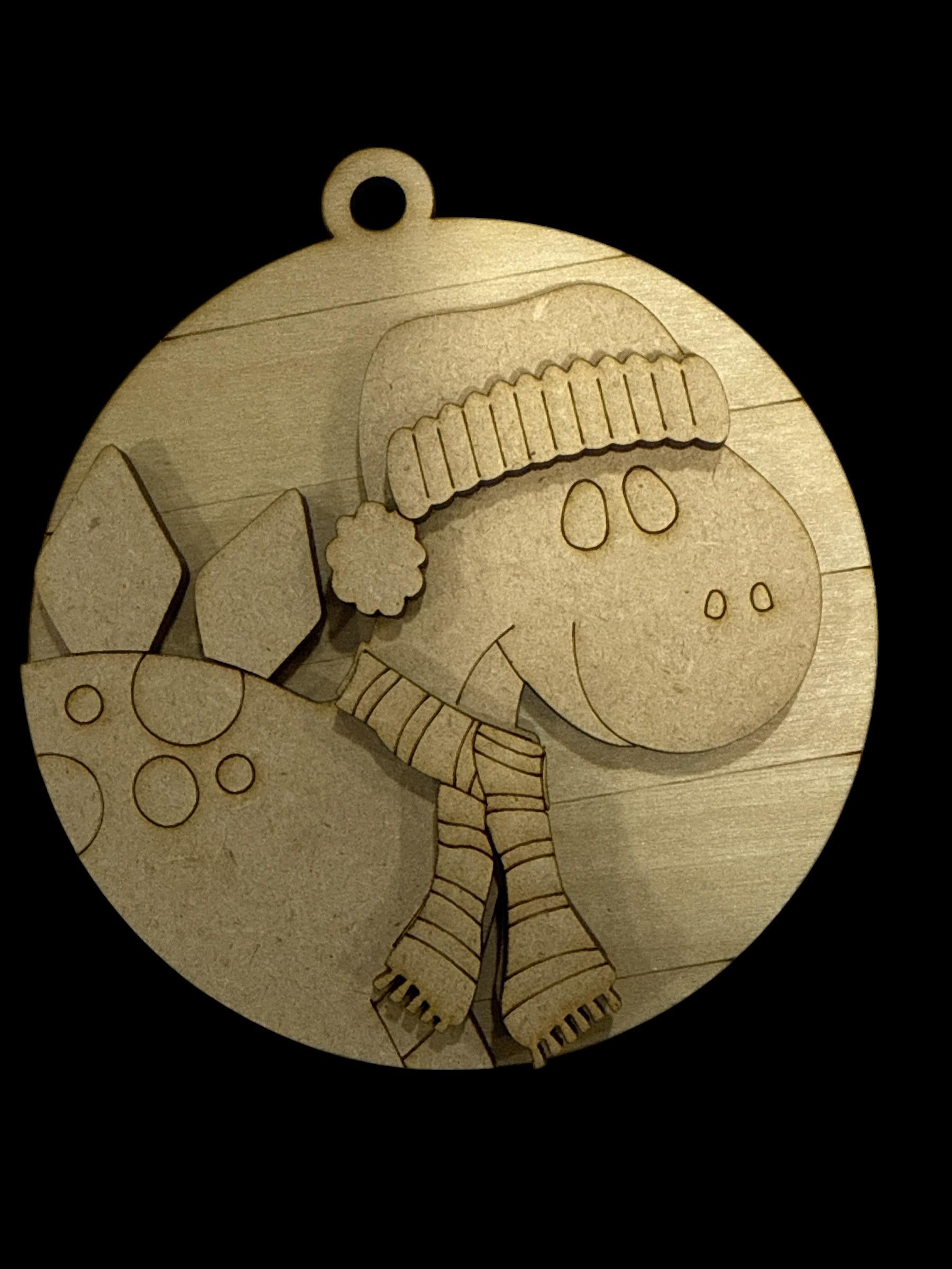 DIY Dinosaur Ornament: Unfinished Wood Christmas Craft (3.5"x4"), Unfinished Dinosaur Ornament, Paint your own Ornament, DIY