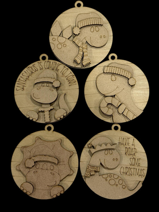 DIY Dinosaur Ornament: Unfinished Wood Christmas Craft (3.5"x4"), Unfinished Dinosaur Ornament, Paint your own Ornament, DIY