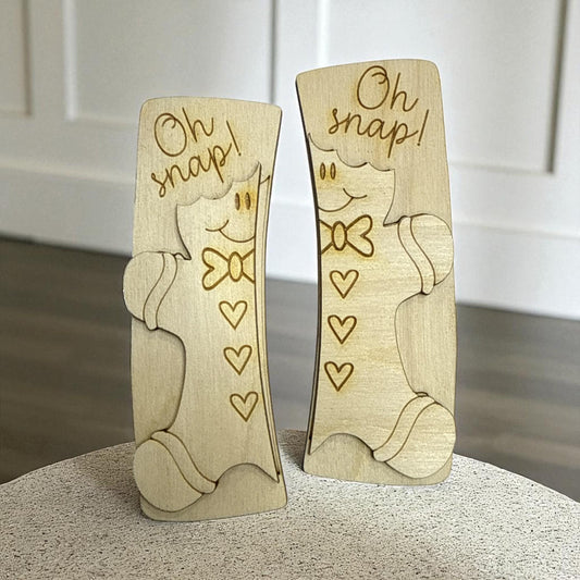 Oh Snap Gingerbread DIY Wood Laser Blank Hair Clip Pieces, Unfinished Oh Snap, Wood is Ready to Paint, Laser Cut Fall Clip, Holiday