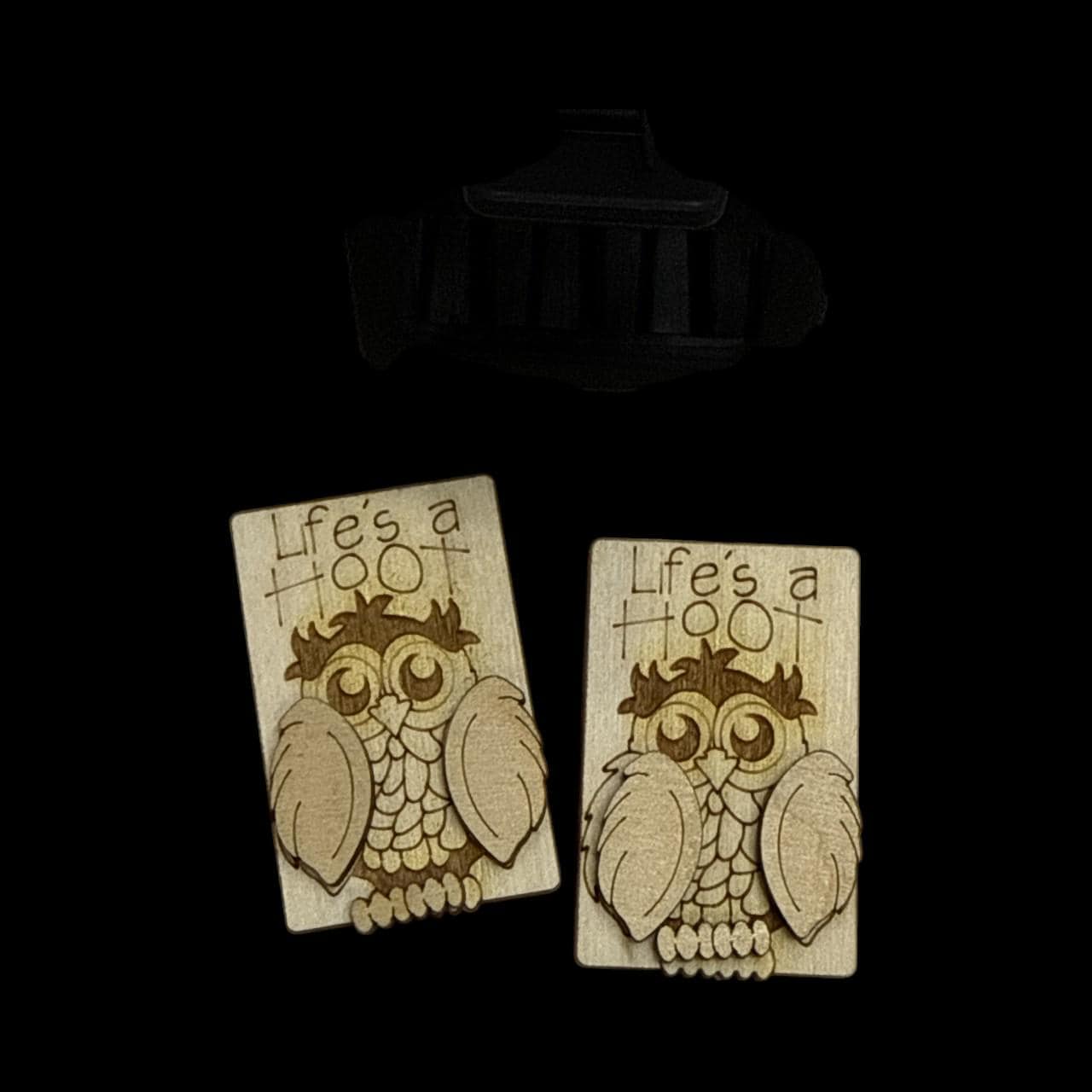 Life's a Hoot DIY Wood Laser Blank Hair Clip 2", Unfinished Hair Clip, Wood is Ready to Paint, Laser Cut, Owl unfinished Claw Clip 2"