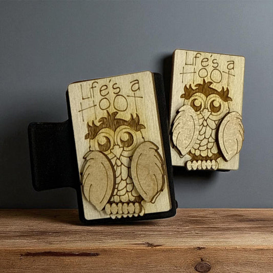 Life's a Hoot DIY Wood Laser Blank Hair Clip 2", Unfinished Hair Clip, Wood is Ready to Paint, Laser Cut, Owl unfinished Claw Clip 2"