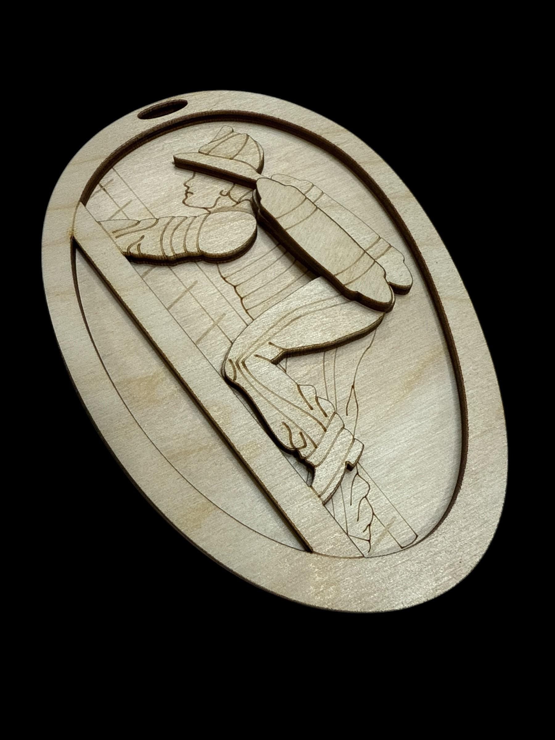 Fireman DIY Unfinished Charm or Ornament, Wooden Fireman Charm, Blank Fireman Ornament, DIY Car Accessories, Fireman Ornament DIY
