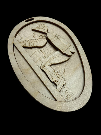 Fireman DIY Unfinished Charm or Ornament, Wooden Fireman Charm, Blank Fireman Ornament, DIY Car Accessories, Fireman Ornament DIY