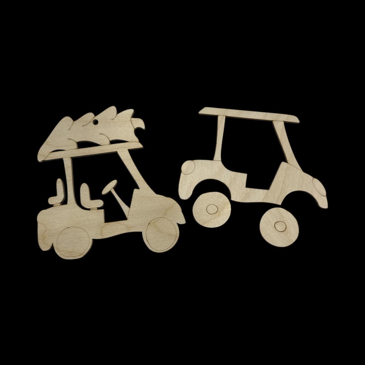 DIY Golf Cart Ornament, DIY Unfinished Wood Blanks, Golf Car Charm, Christmas Ornaments for Crafts, Car Charm, Personalized, Golf Cart