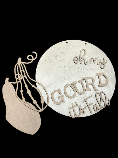 Oh my Gourd It's Fall Unfinished Door Hanger, DIY, Unfinished, Pumpkin Door Hanger, Fun, Door Hanger, Holiday Door Hanger, Paint craft