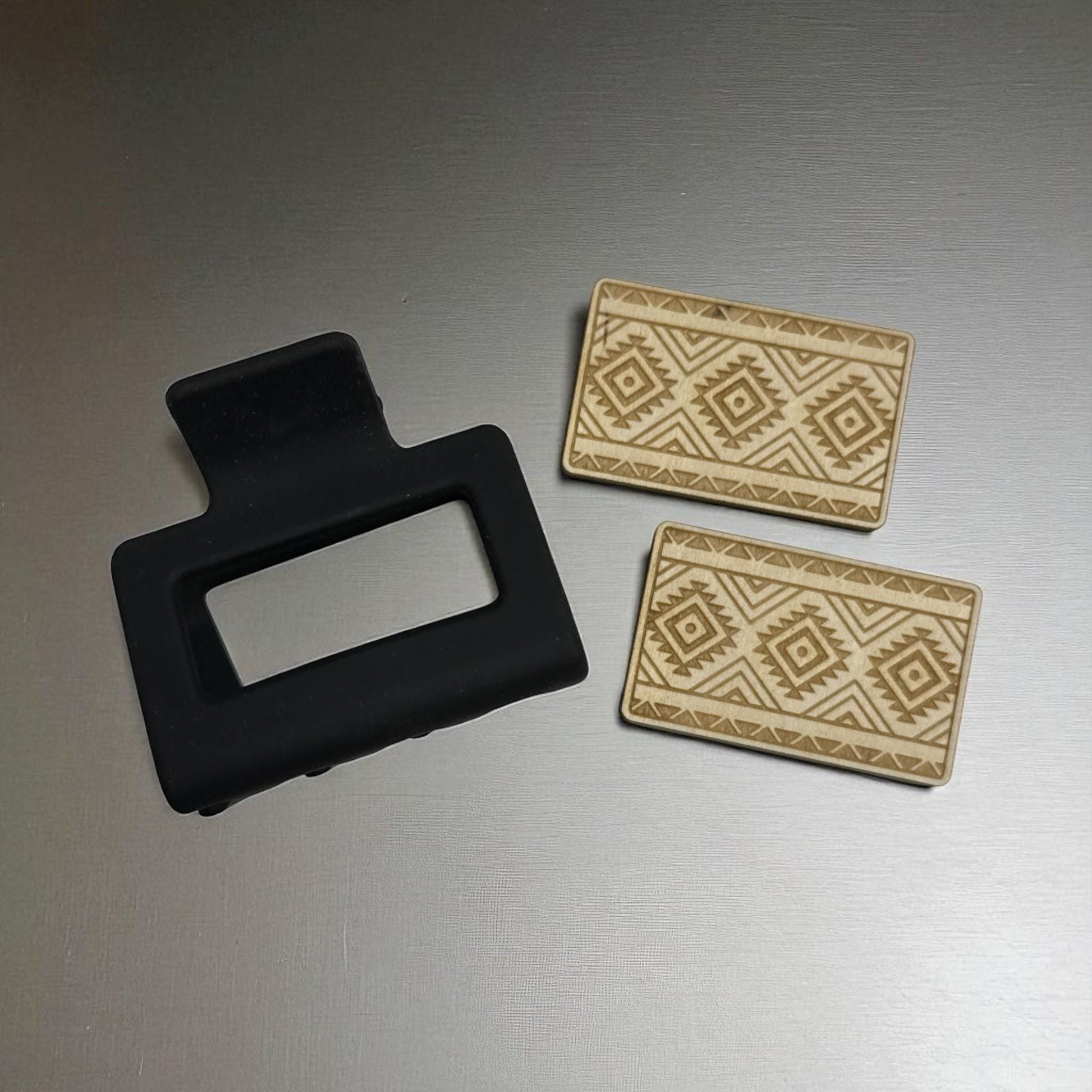 DIY Aztec Hair Clip Laser Blank Hair Clip Pieces, Aztec Wooden Blank Clip, Wood is Ready to Paint, Laser Cut , Claw Clip, Boho western hair