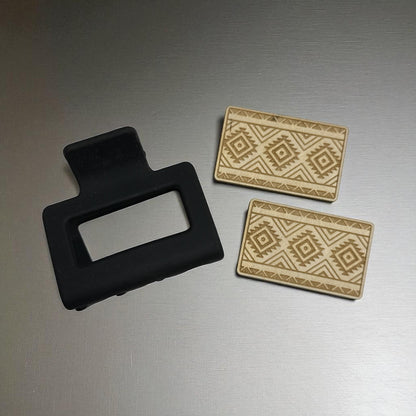 DIY Aztec Hair Clip Laser Blank Hair Clip Pieces, Aztec Wooden Blank Clip, Wood is Ready to Paint, Laser Cut , Claw Clip, Boho western hair