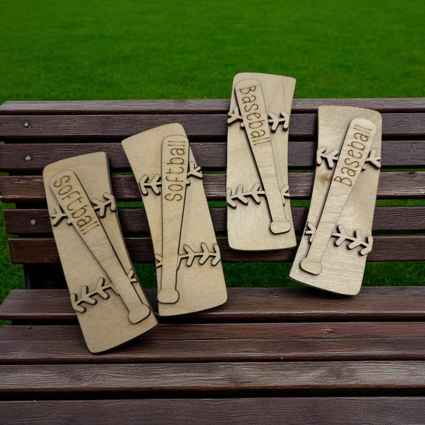DIY Baseball Hair Clip, Claw Clip Unfinished Wood Laser Cut Blank, 4" Softball claw Clip, Baseball Claw clip unfinished, Wooden hair clip