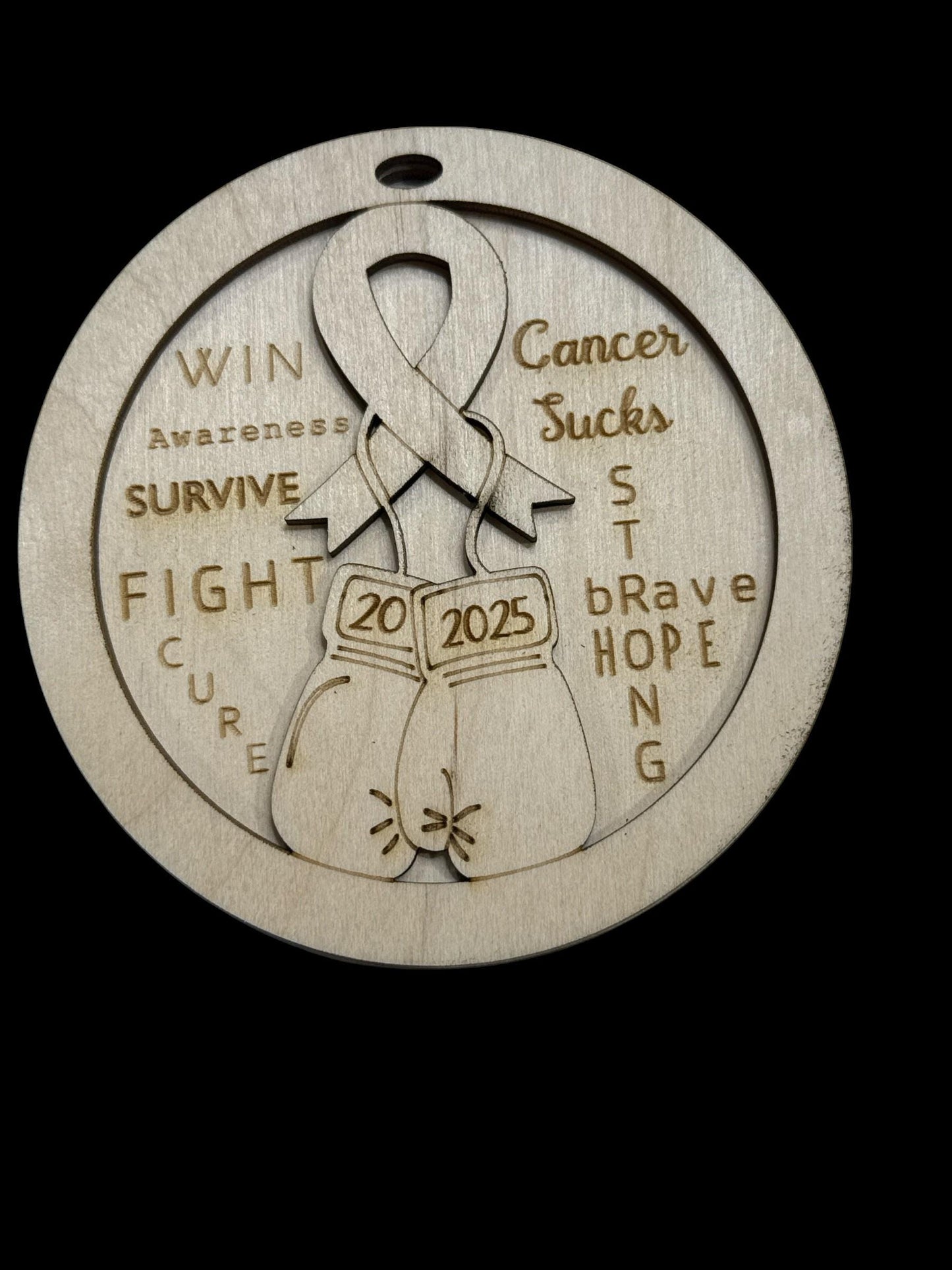 DIY Cancer Awareness Ornament: Birch Wood, Laser Cut