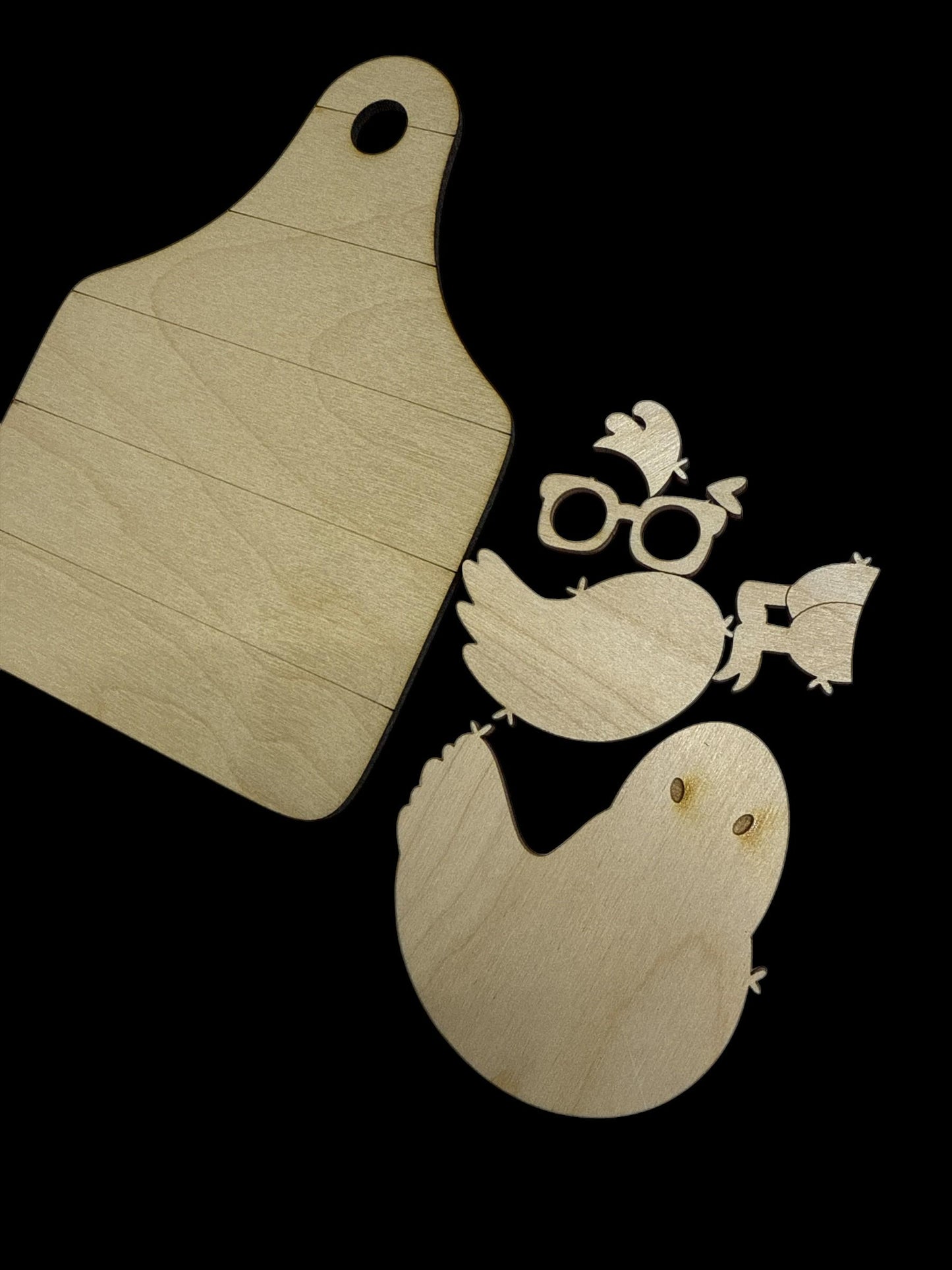 DIY Chicken Car Charm, Unfinished Wooden Ear Tag Ornament