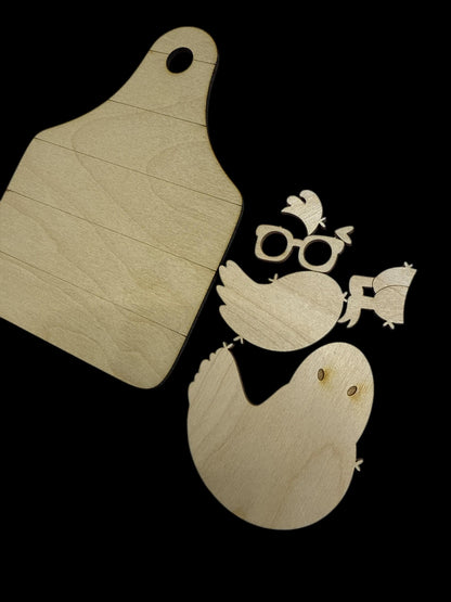 DIY Chicken Car Charm, Unfinished Wooden Ear Tag Ornament