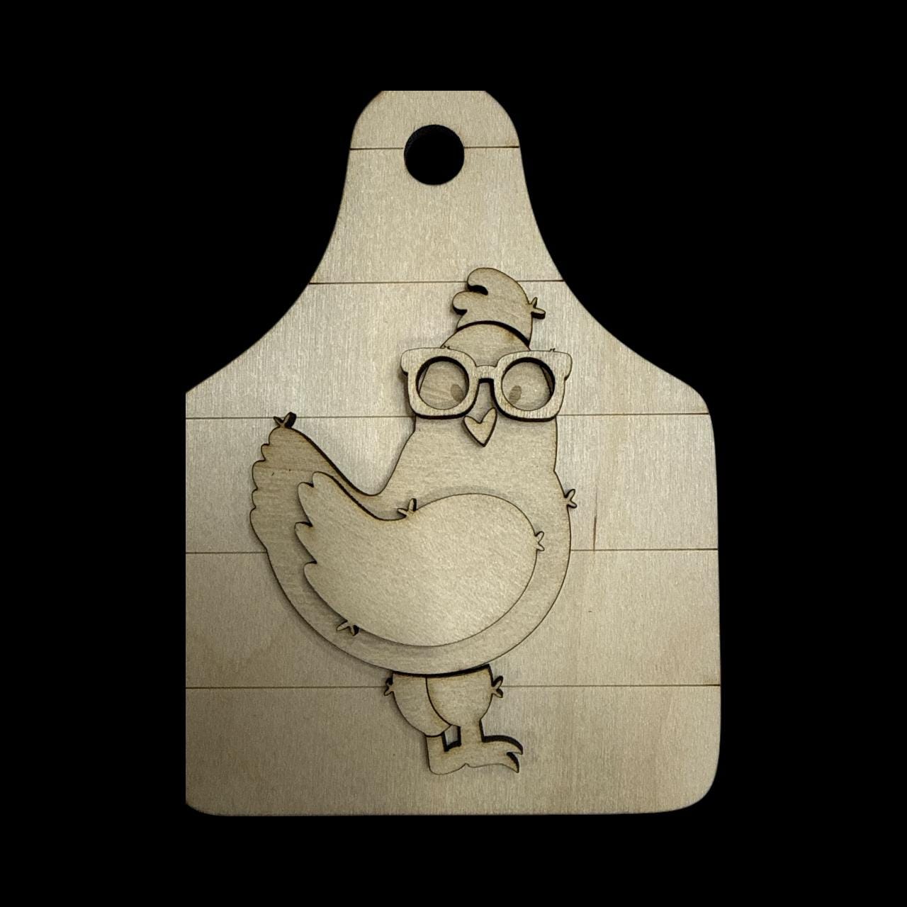 DIY Chicken Car Charm, Unfinished Wooden Ear Tag Ornament