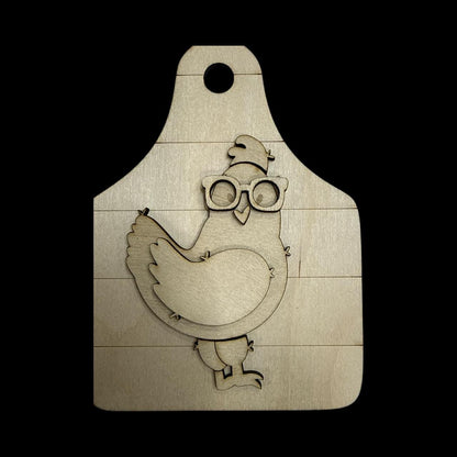 DIY Chicken Car Charm, Unfinished Wooden Ear Tag Ornament